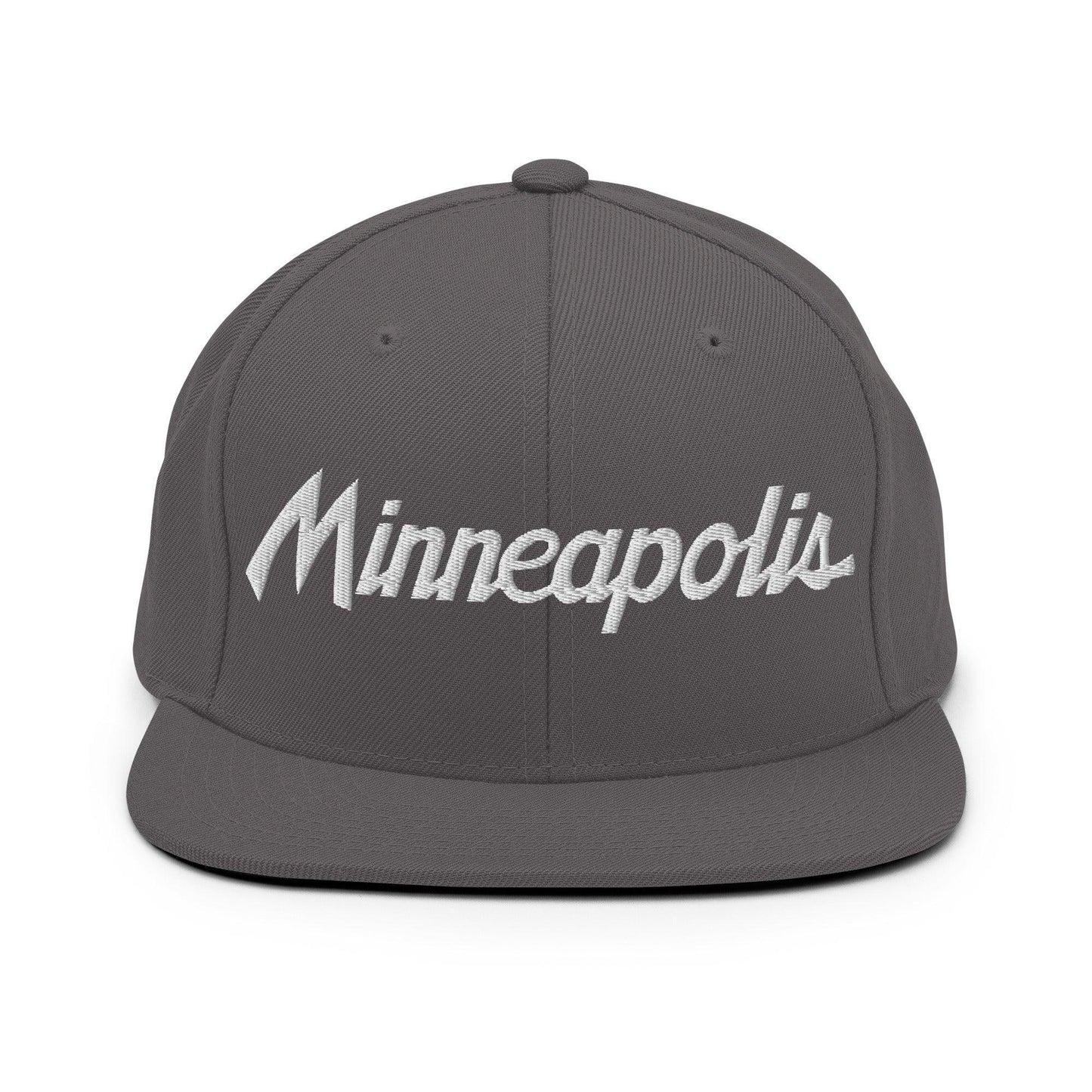 Minneapolis Script Snapback Hat Dark Grey