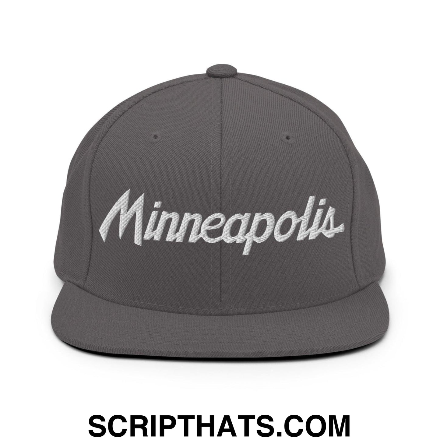 Minneapolis Script Snapback Hat Dark Grey