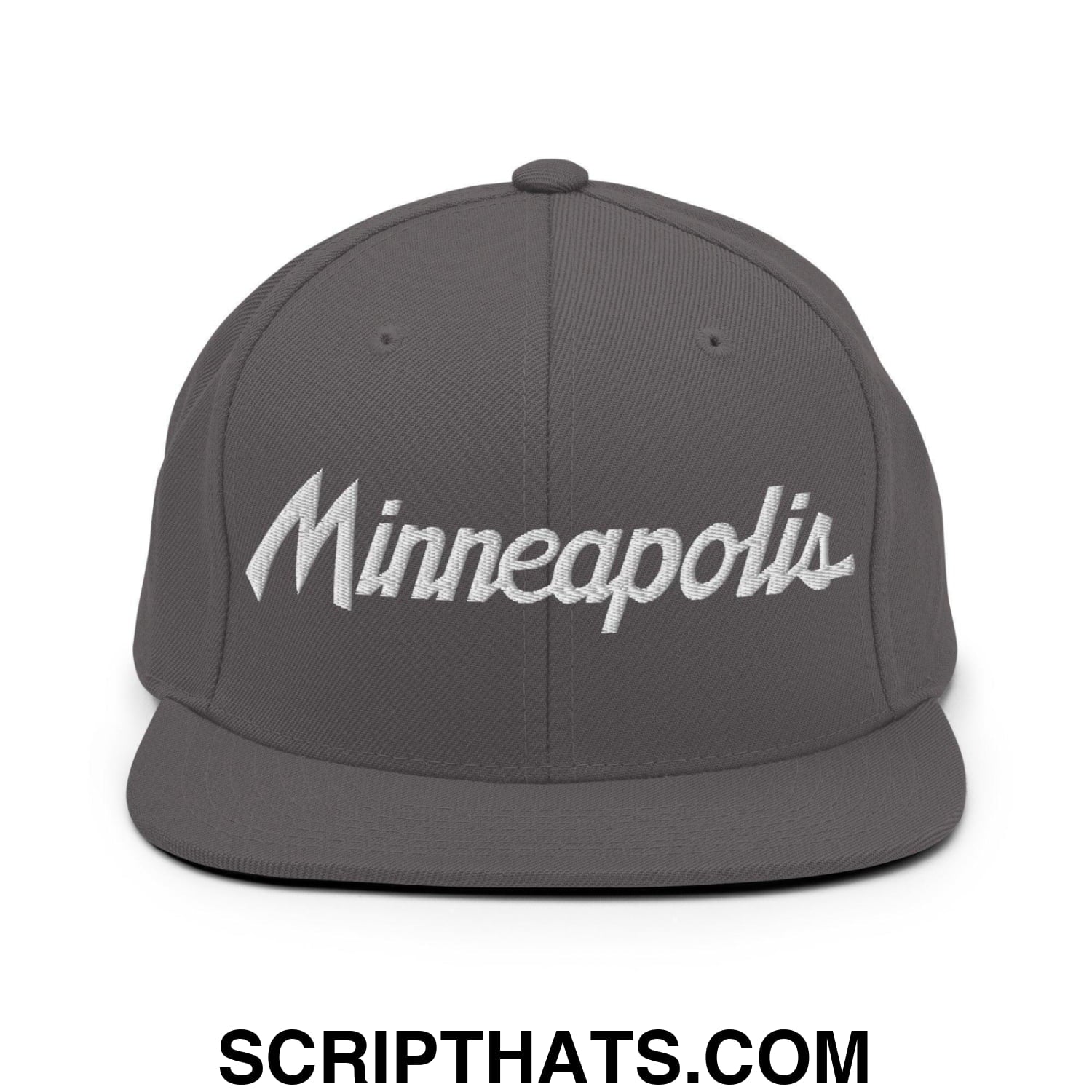 Minneapolis Script Snapback Hat Dark Grey