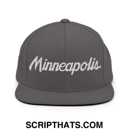 Minneapolis Script Snapback Hat Dark Grey