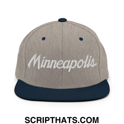 Minneapolis Script Snapback Hat Heather Grey Navy