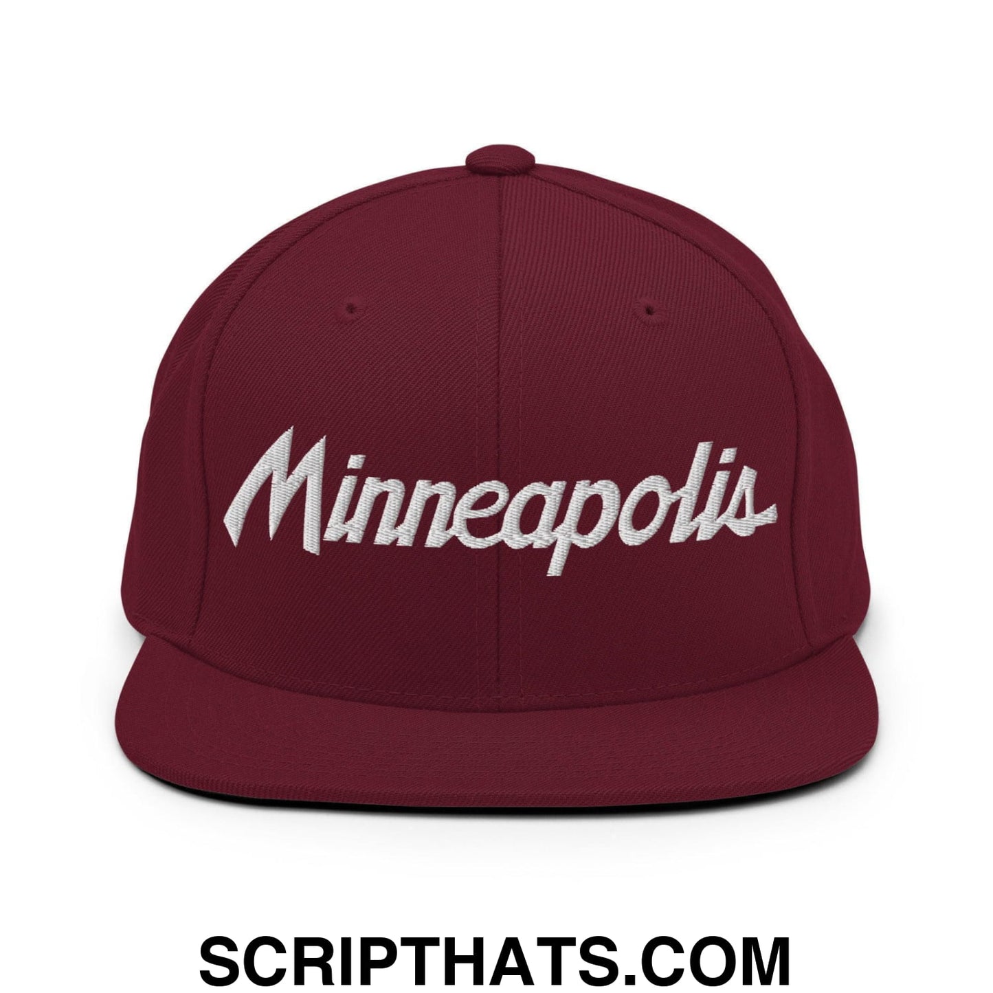 Minneapolis Script Snapback Hat Maroon