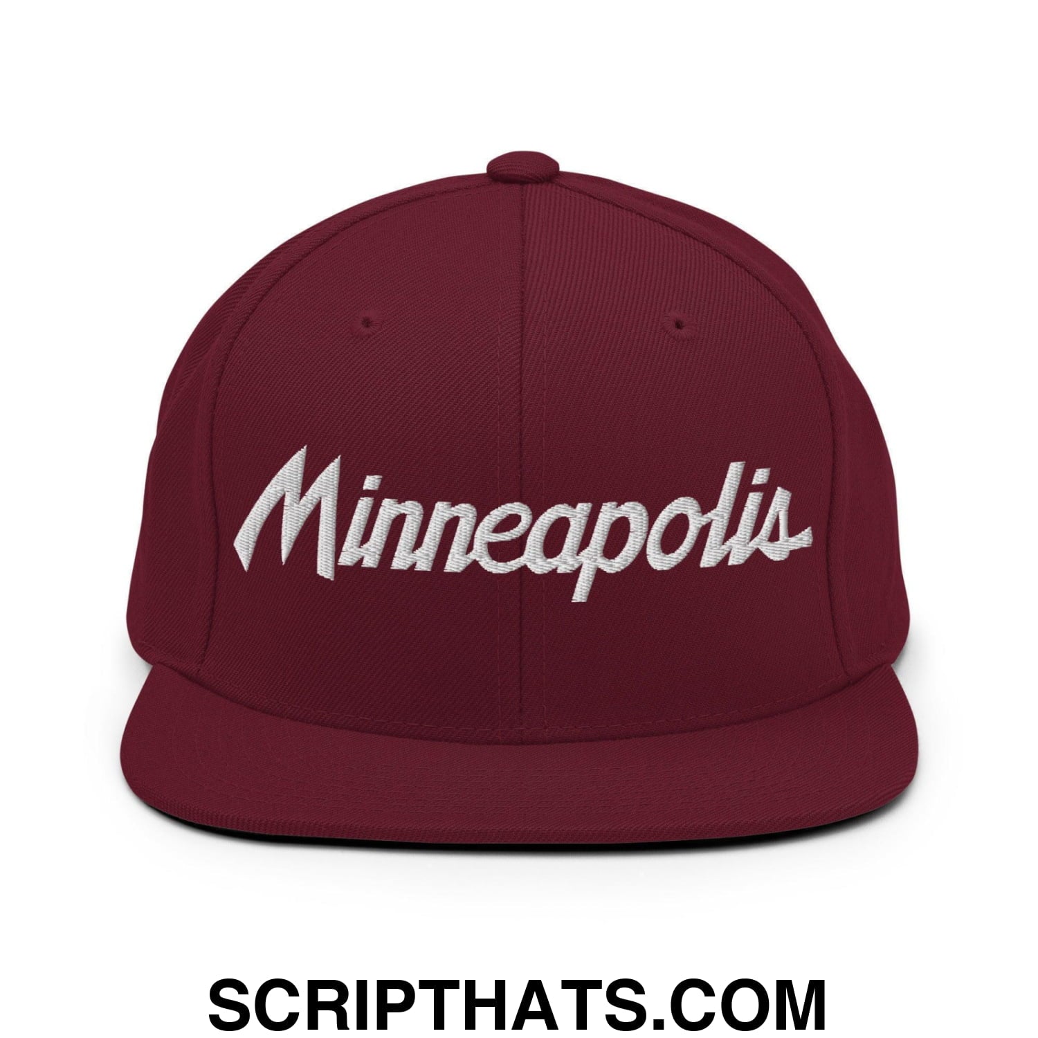 Minneapolis Script Snapback Hat Maroon