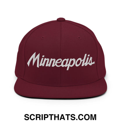 Minneapolis Script Snapback Hat Maroon