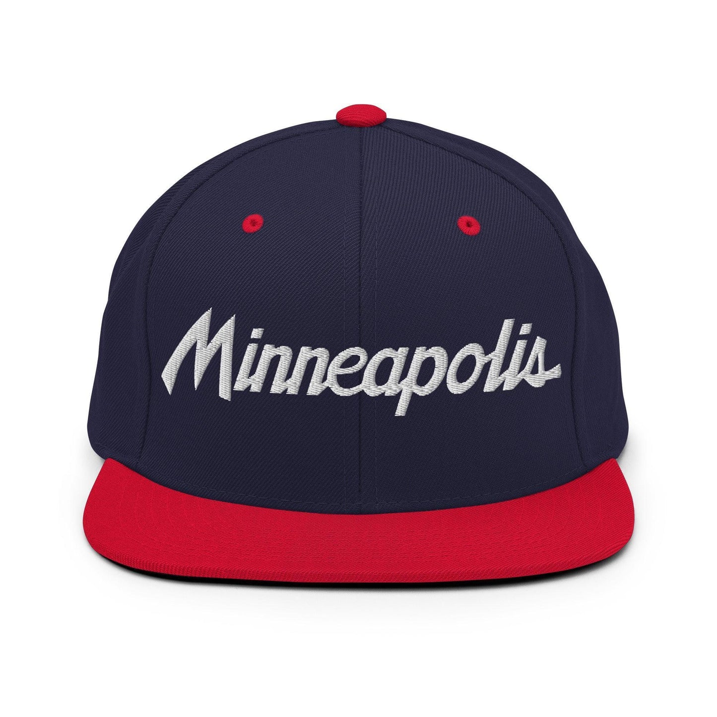 Minneapolis Script Snapback Hat Navy/ Red