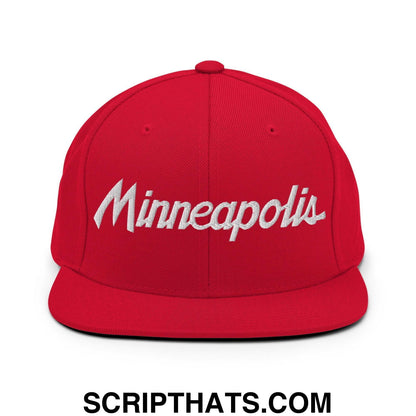 Minneapolis Script Snapback Hat Red