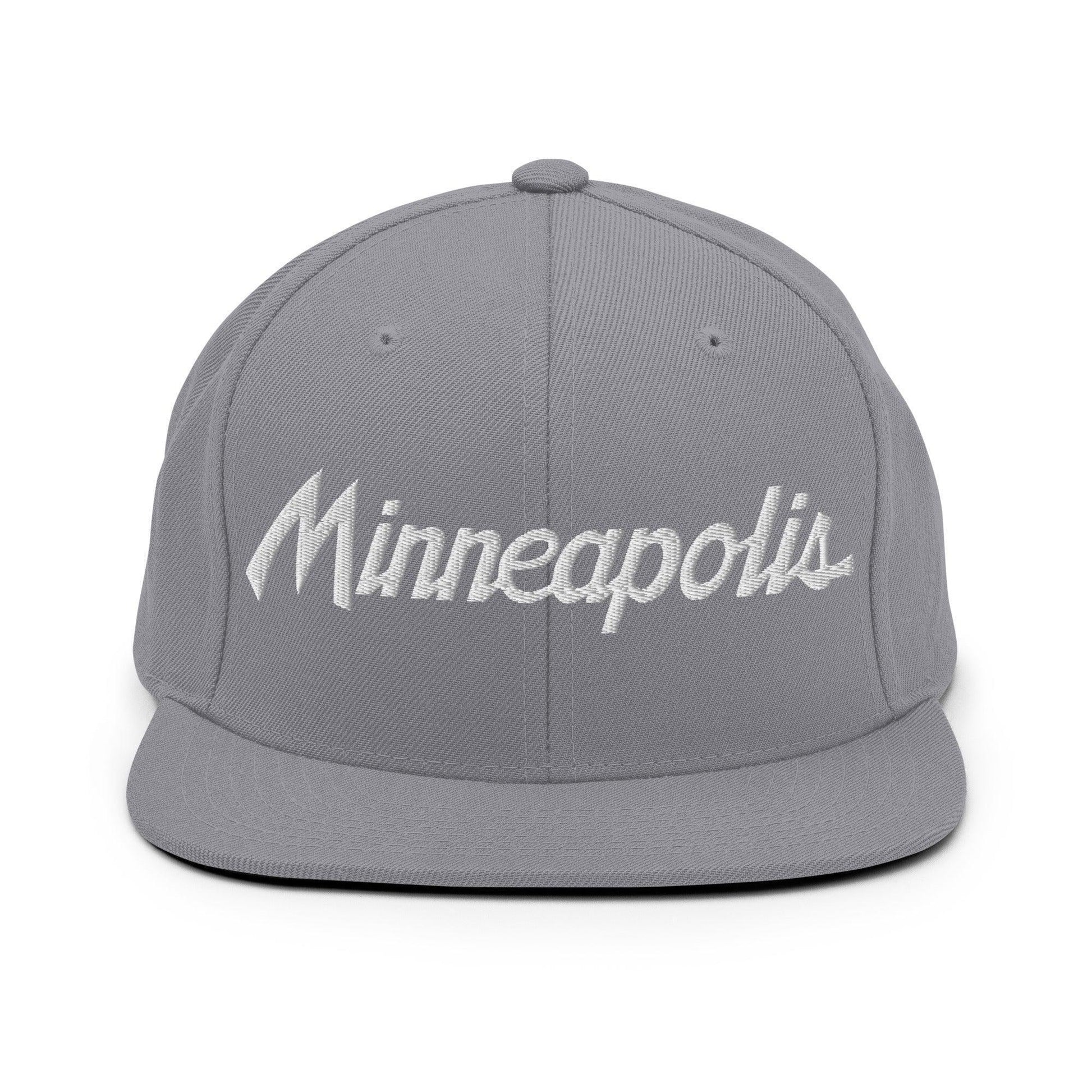 Minneapolis Script Snapback Hat Silver