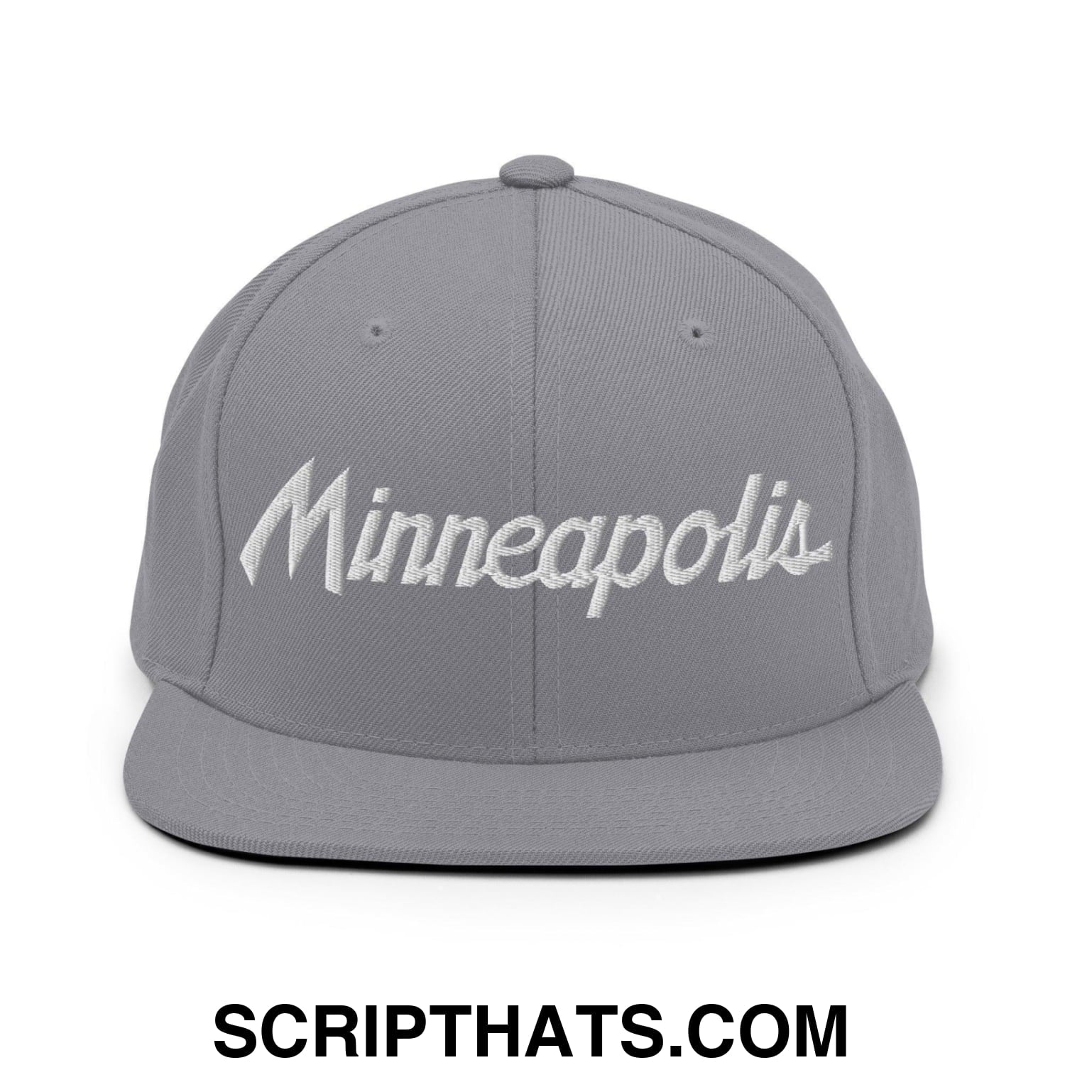 Minneapolis Script Snapback Hat Silver
