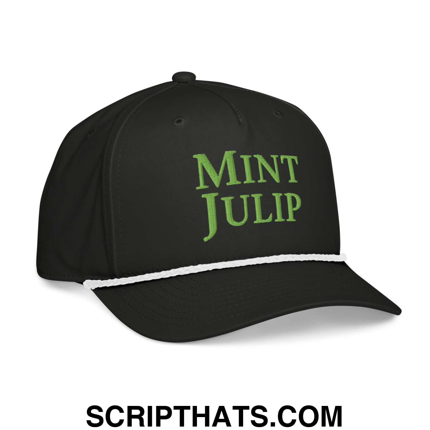 Mint Julip Embroidered Classic Rope Hat Black White
