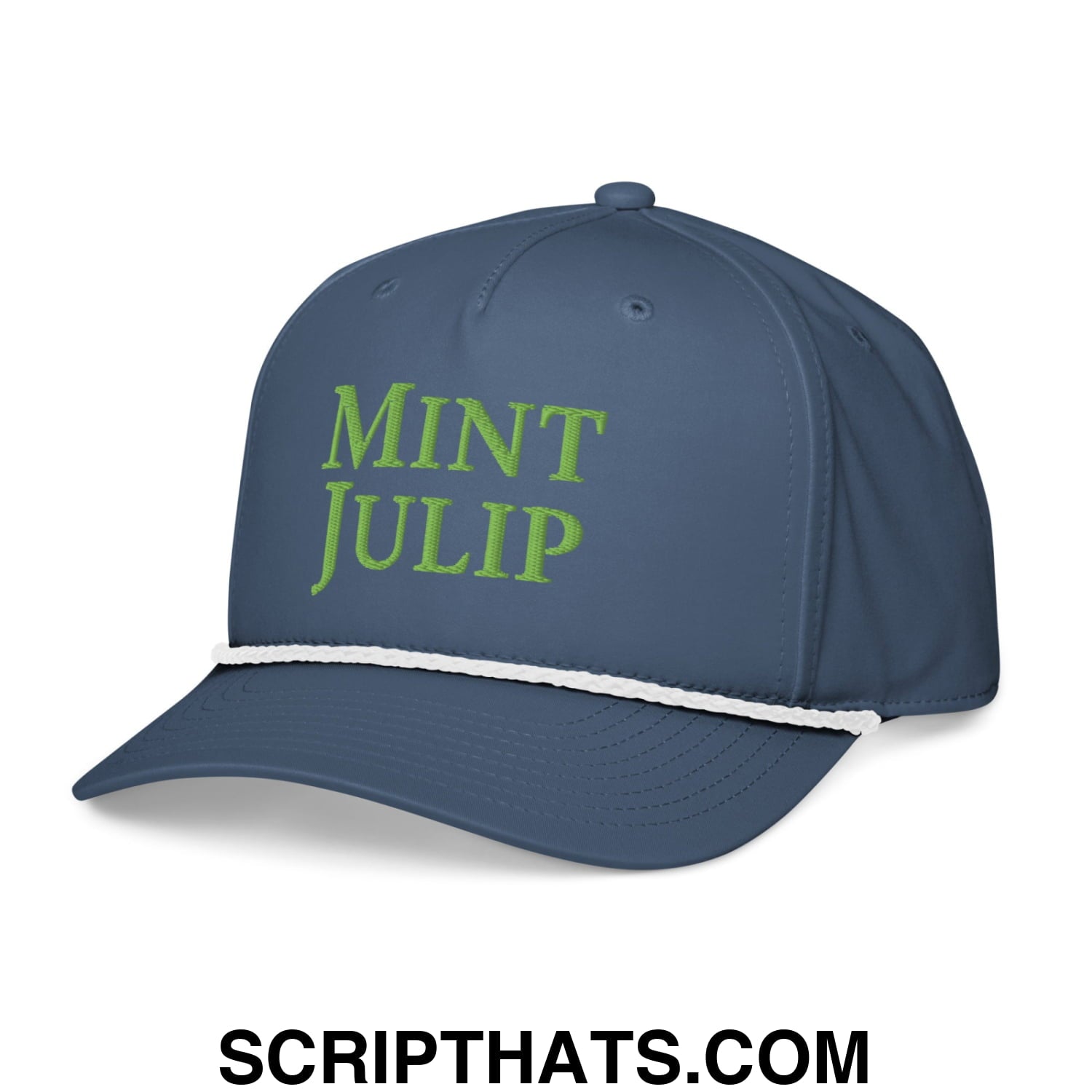 Mint Julip Embroidered Classic Rope Hat Light Blue White
