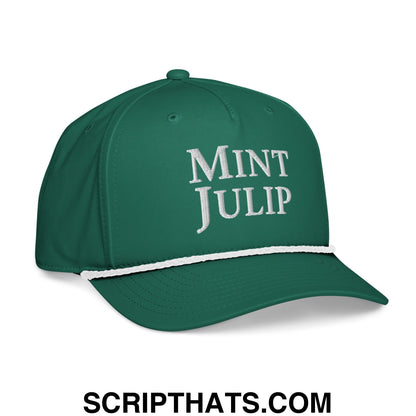 Mint Julip Embroidered Classic Rope Hat Kelly White