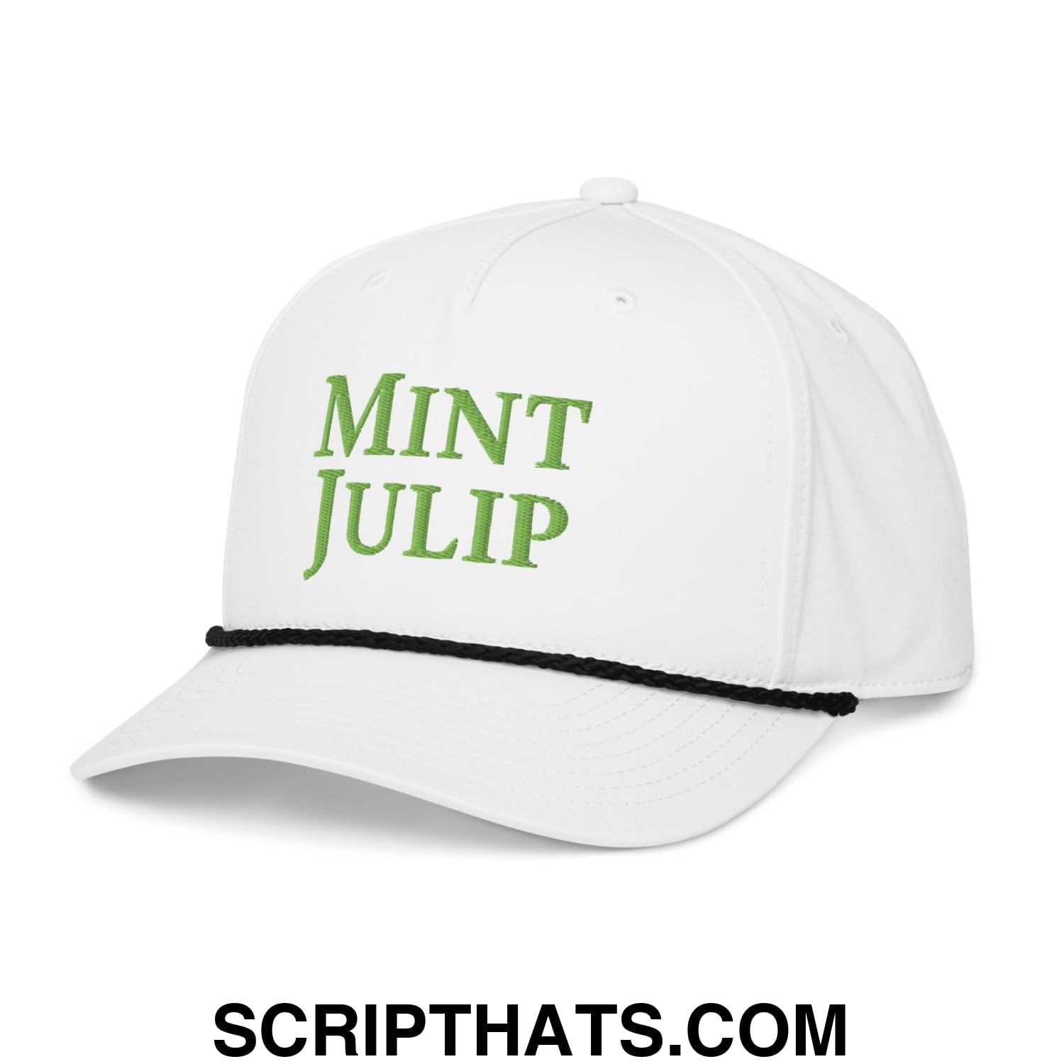 Mint Julip Embroidered Classic Rope Hat White Black
