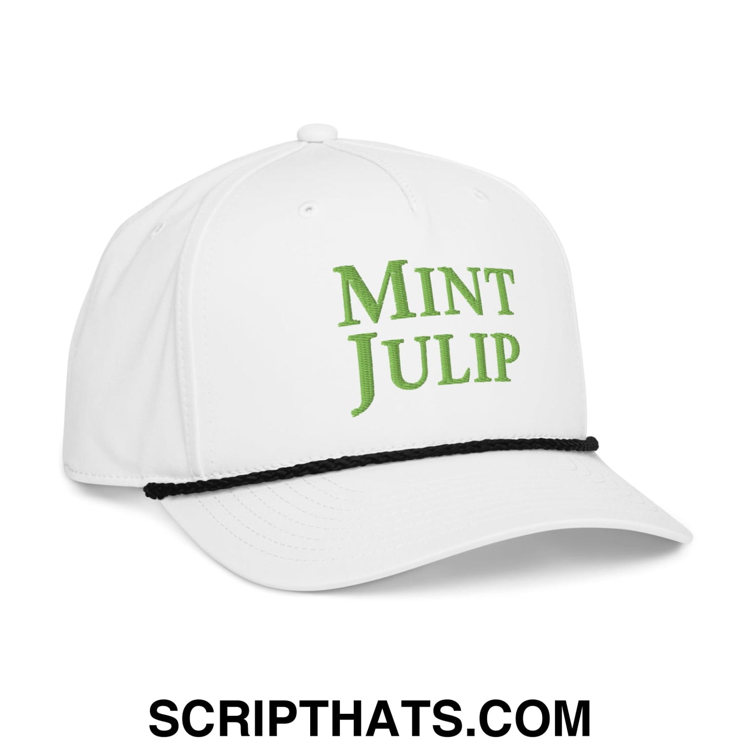 Mint Julip Embroidered Classic Rope Hat White Black