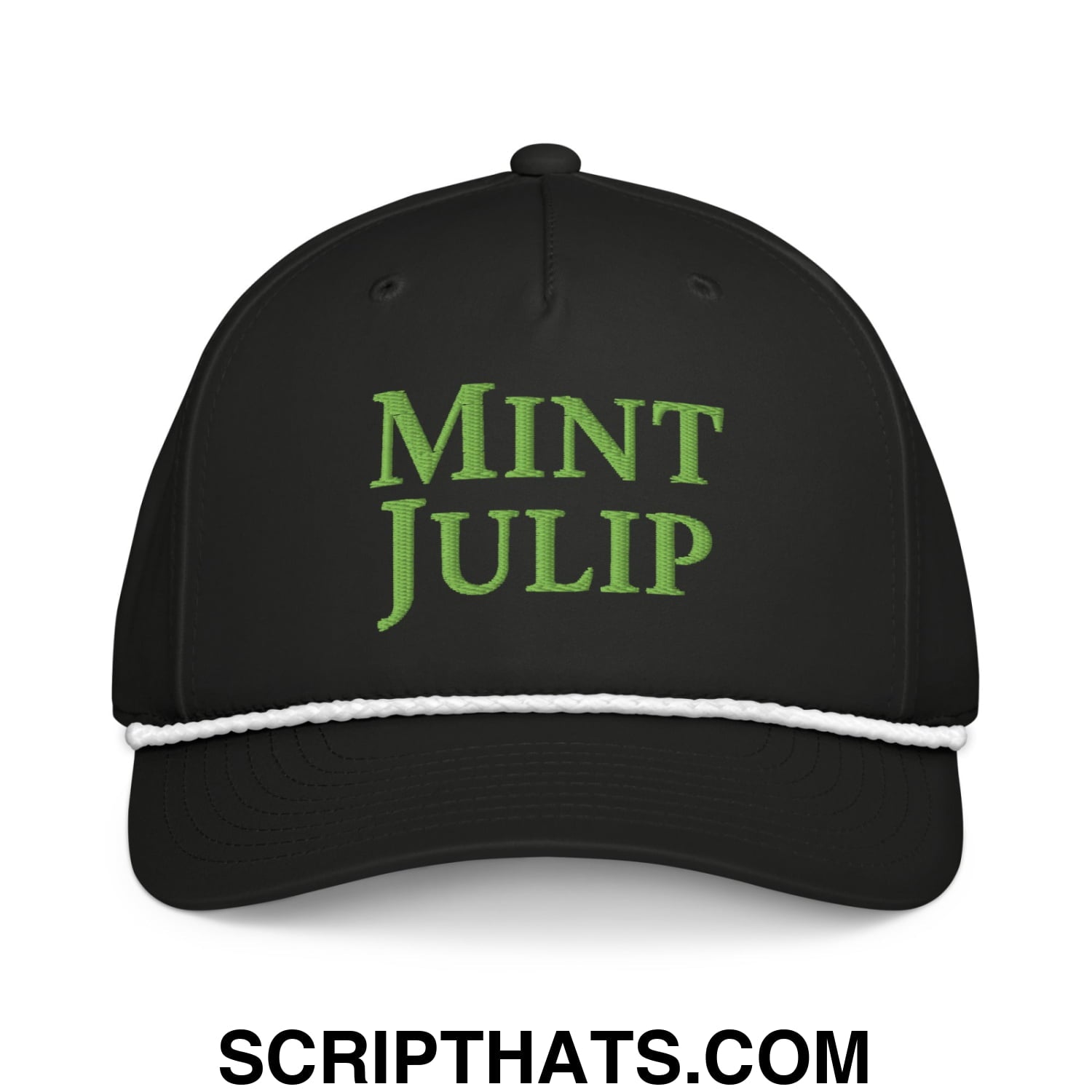 Mint Julip Embroidered Classic Rope Hat Black White