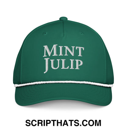 Mint Julip Embroidered Classic Rope Hat Kelly White
