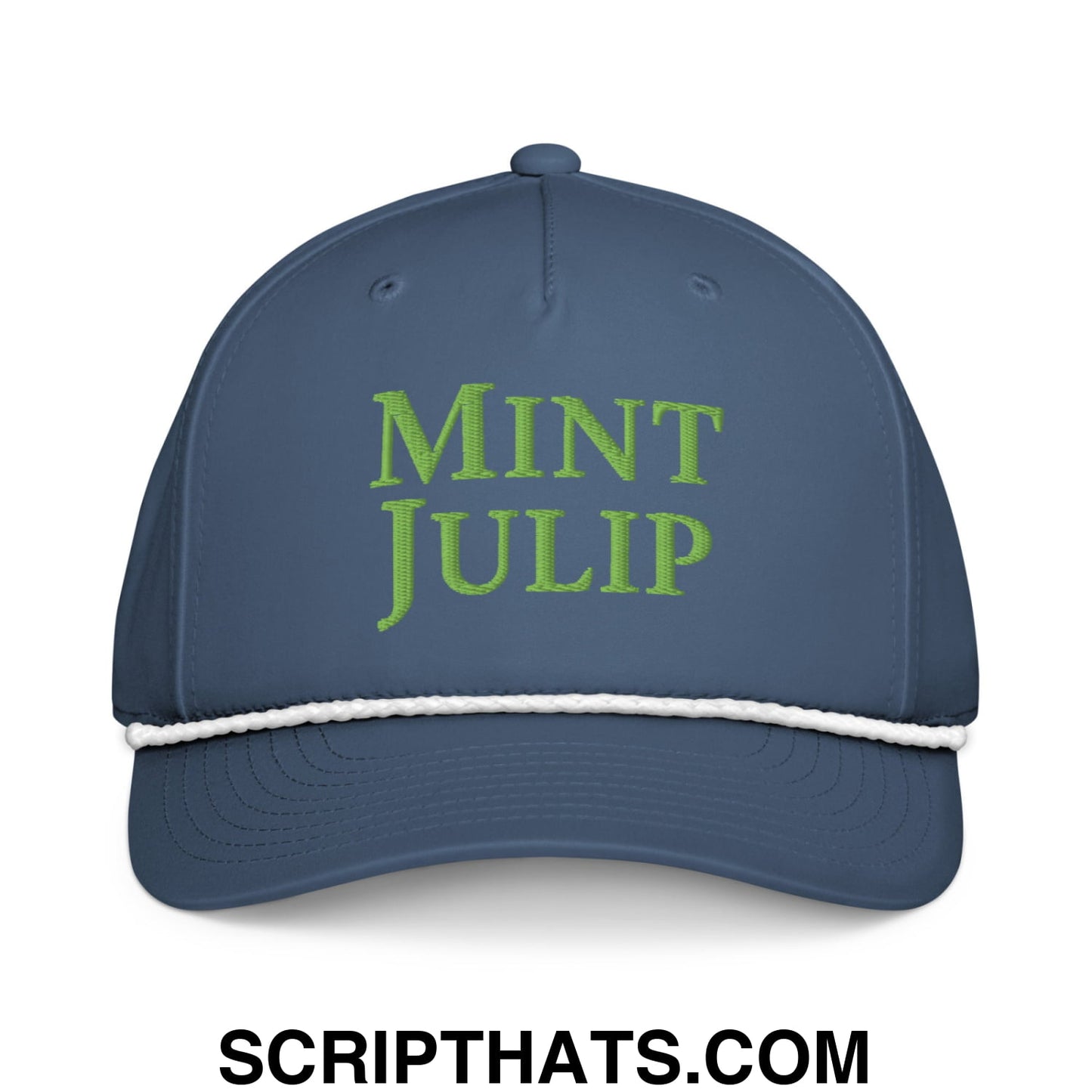 Mint Julip Embroidered Classic Rope Hat Light Blue White