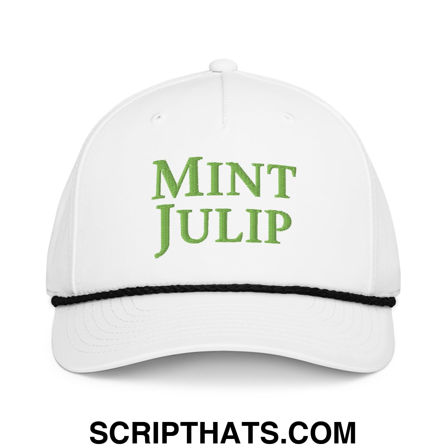 Mint Julip Embroidered Classic Rope Hat White Black