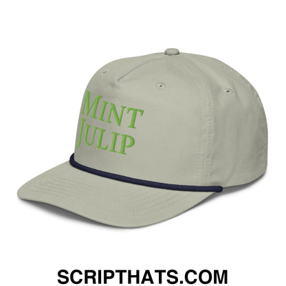 Mint Julip Embroidered Retro Rope Hat Lt Gray Navy