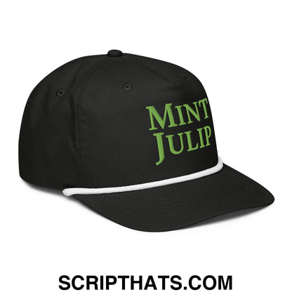 Mint Julip Embroidered Retro Rope Hat Black White