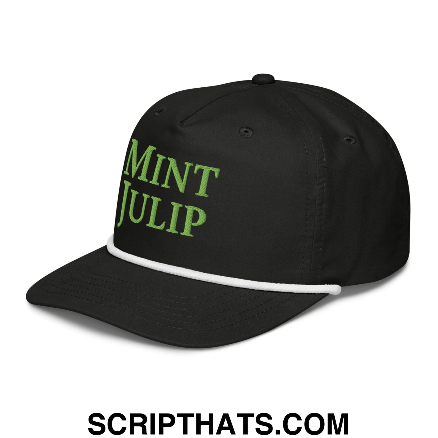 Mint Julip Embroidered Retro Rope Hat Black White