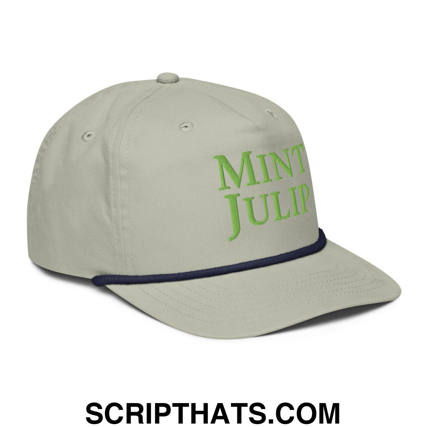 Mint Julip Embroidered Retro Rope Hat Lt Gray Navy