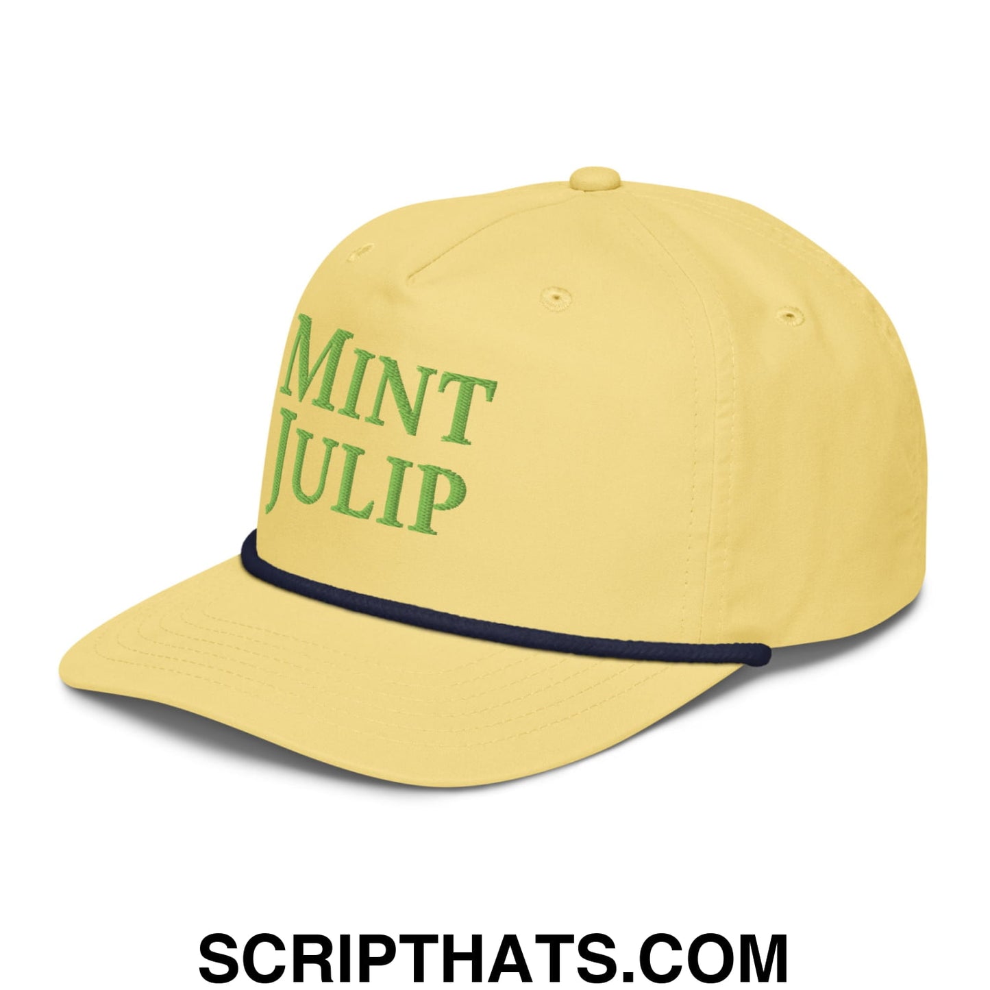Mint Julip Embroidered Retro Rope Hat Yellow Navy