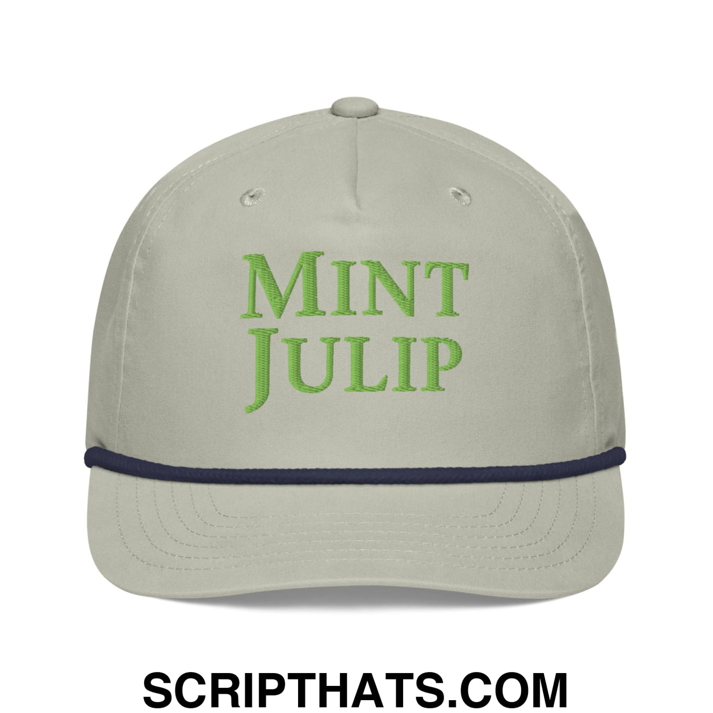 Mint Julip Embroidered Retro Rope Hat Lt Gray Navy