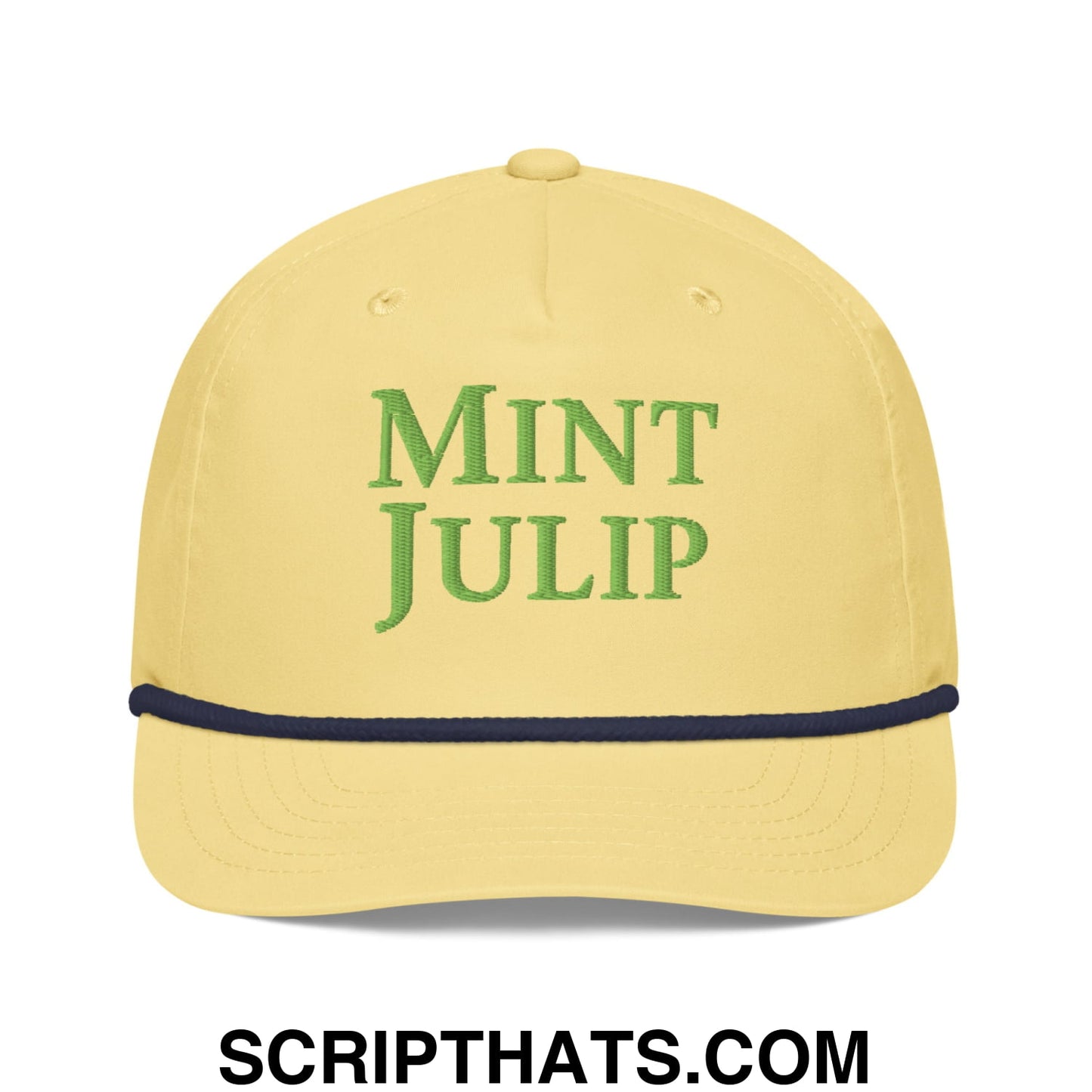 Mint Julip Embroidered Retro Rope Hat Yellow Navy
