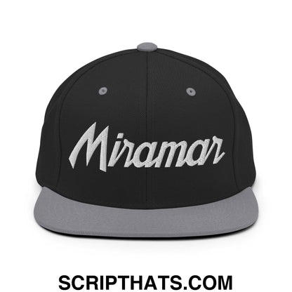 Miramar Script Snapback Hat Black Silver