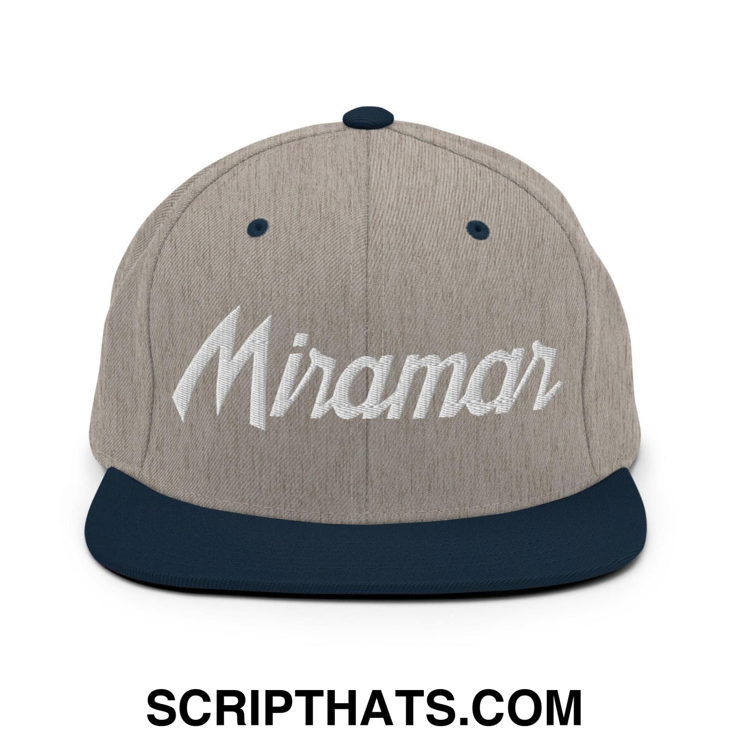Miramar Script Snapback Hat Heather Grey Navy