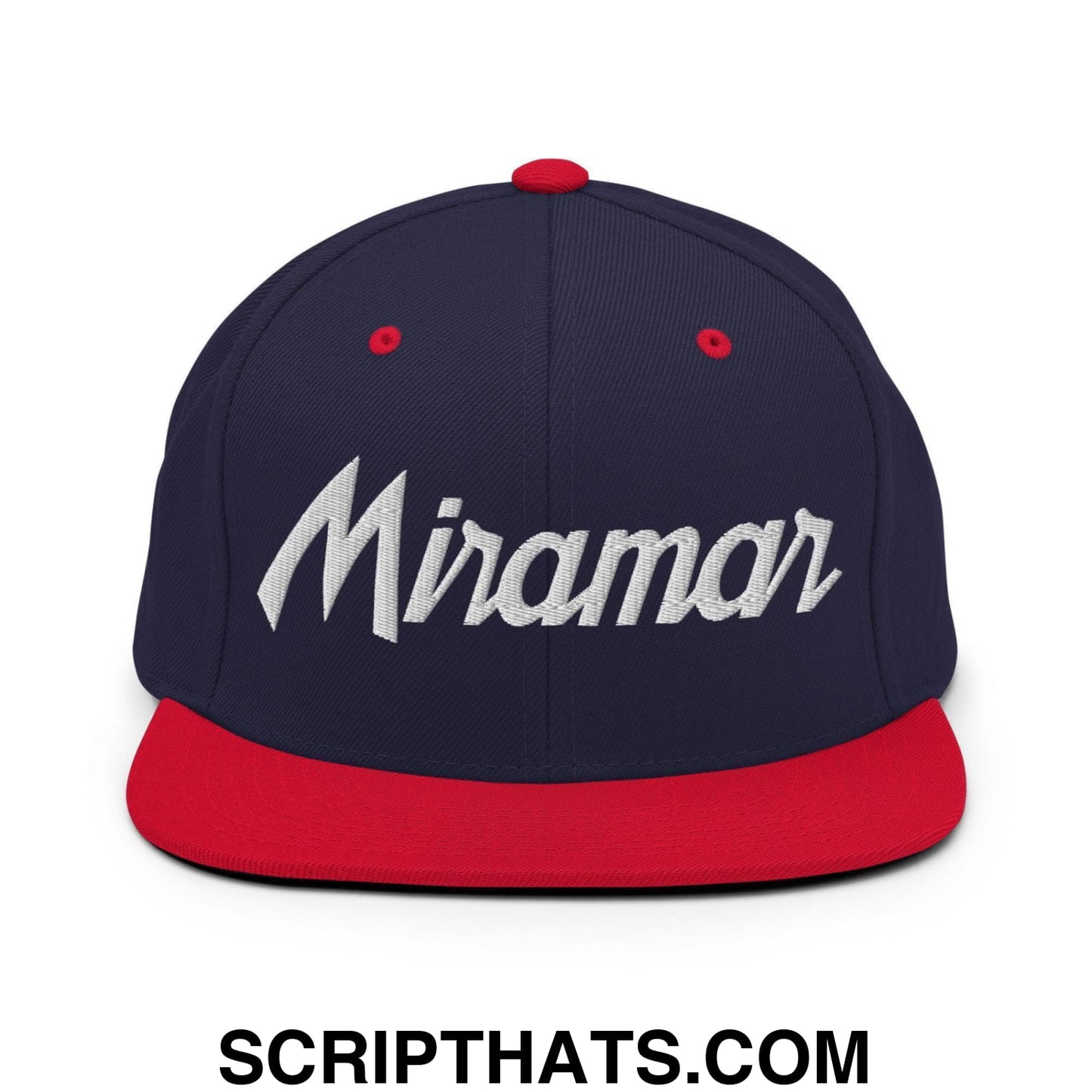 Miramar Script Snapback Hat Navy Red