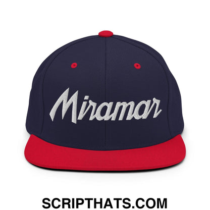 Miramar Script Snapback Hat Navy Red