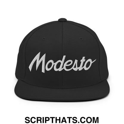 Modesto Script Snapback Hat Black