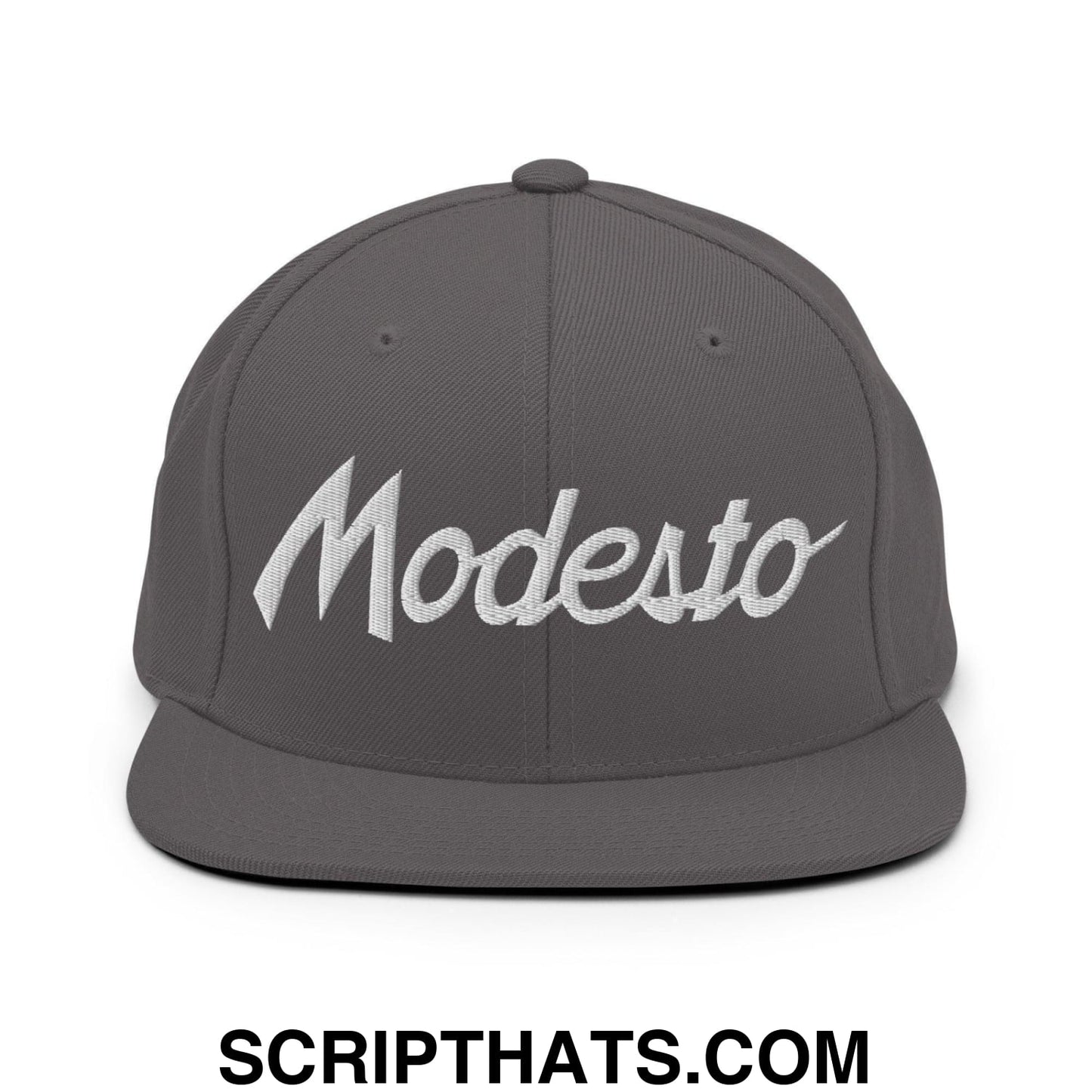 Modesto Script Snapback Hat Dark Grey