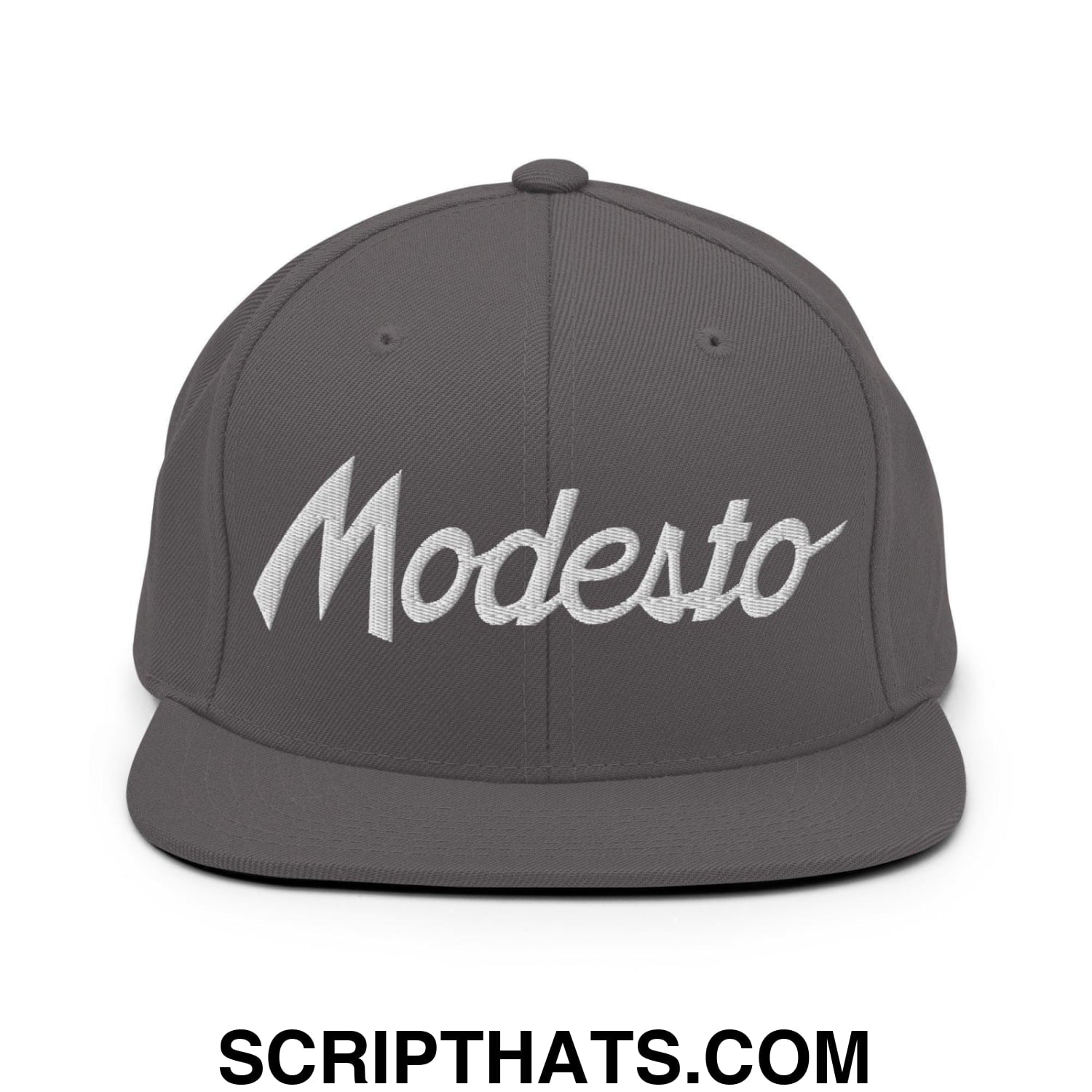 Modesto Script Snapback Hat Dark Grey