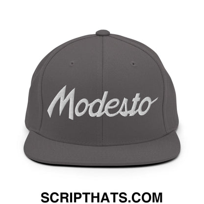 Modesto Script Snapback Hat Dark Grey