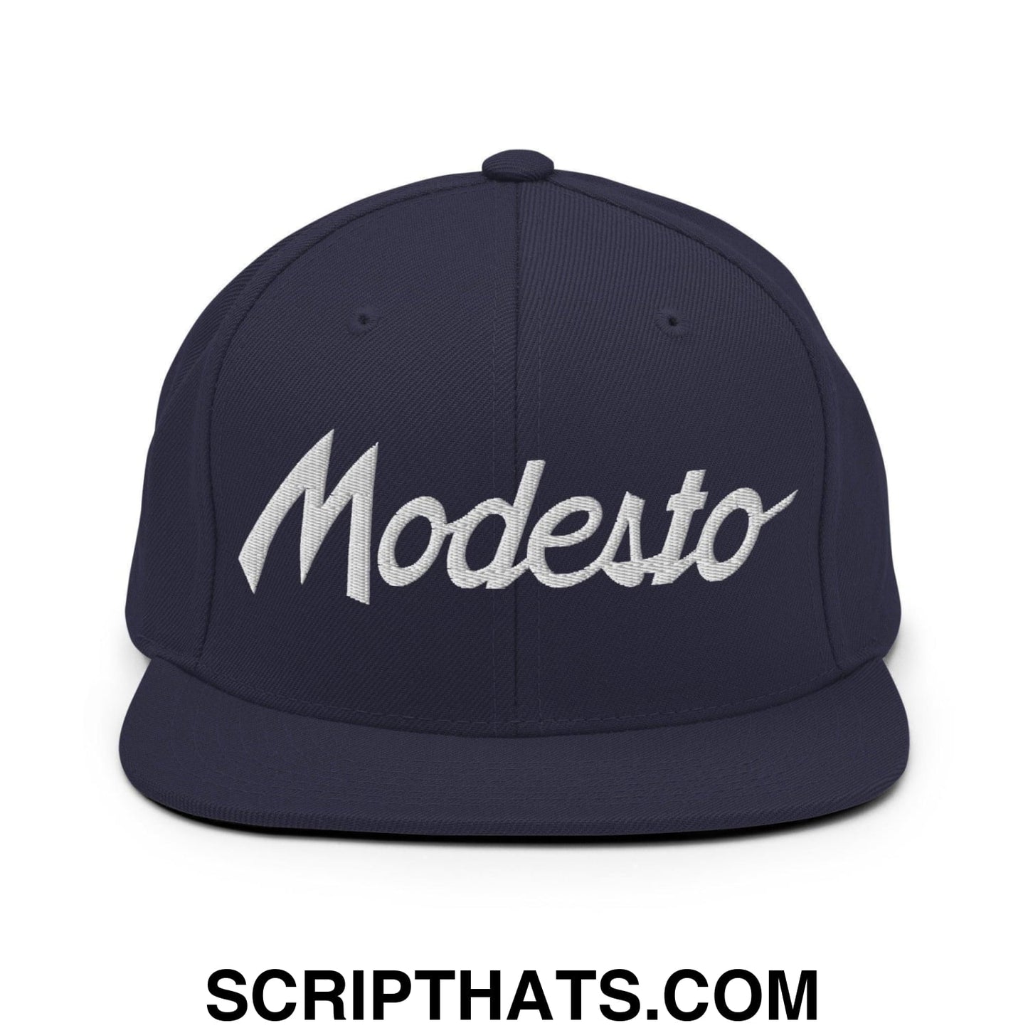Modesto Script Snapback Hat Navy