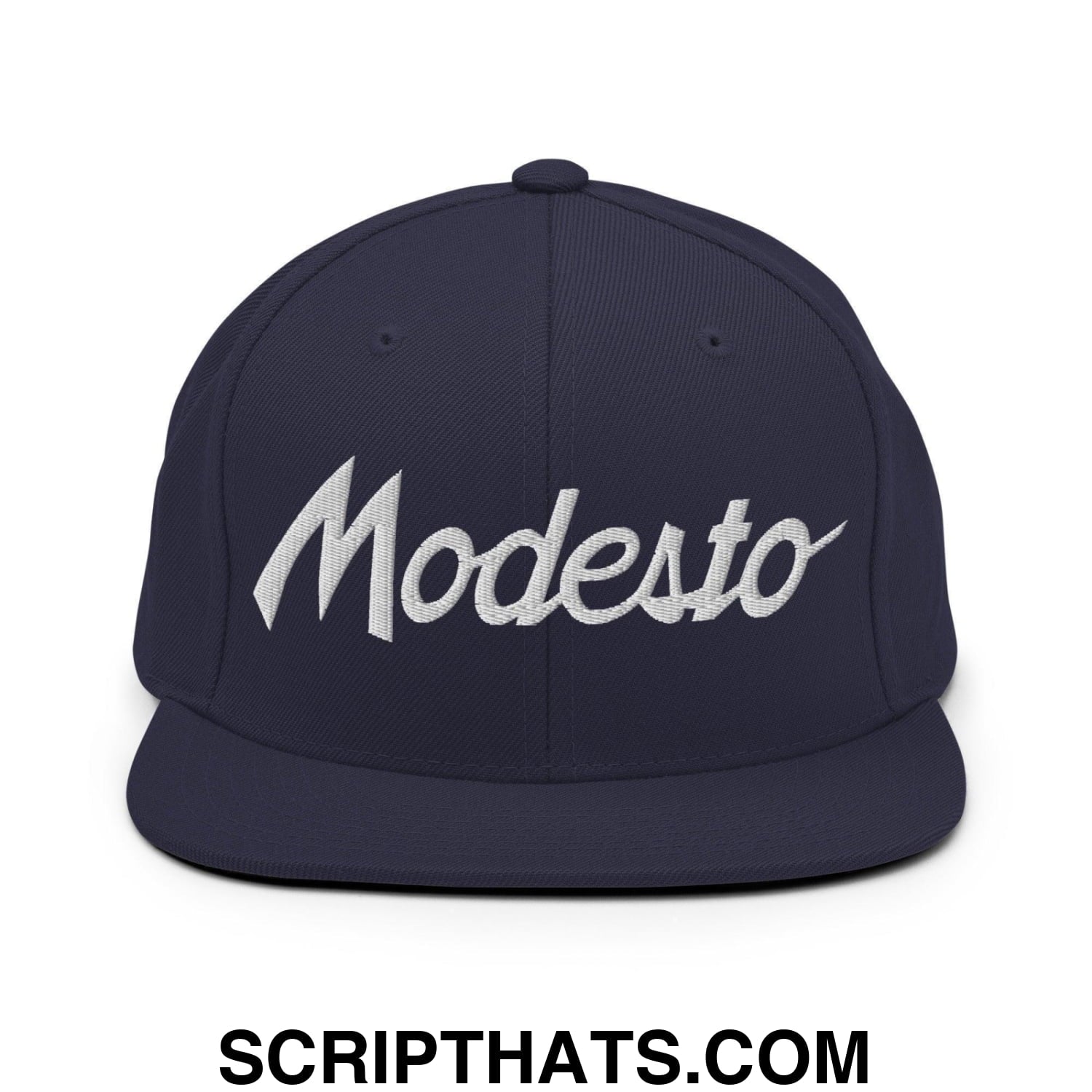 Modesto Script Snapback Hat Navy