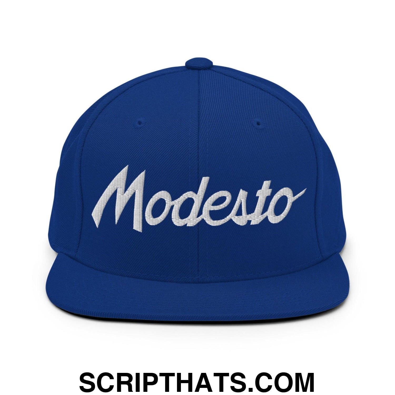 Modesto Script Snapback Hat Royal Blue