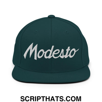 Modesto Script Snapback Hat Spruce