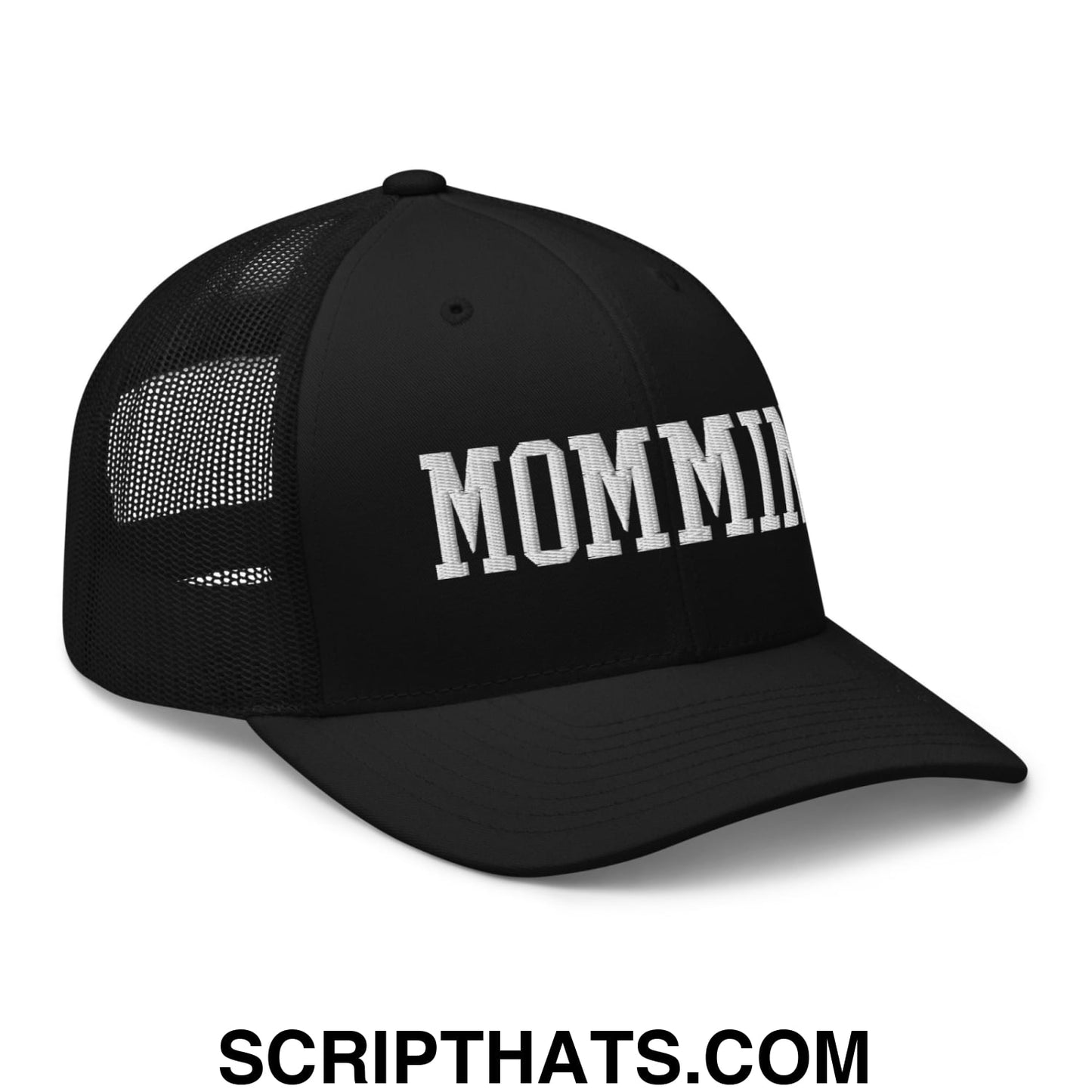 Mommin' Embroidered Mesh Trucker Hat Black