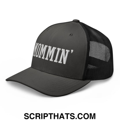 Mommin' Embroidered Mesh Trucker Hat Charcoal Black