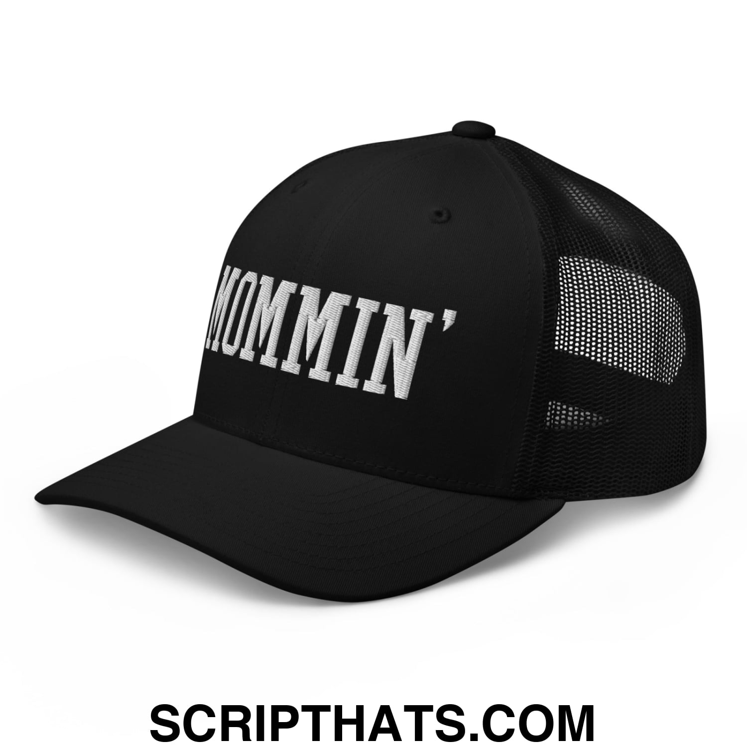 Mommin' Embroidered Mesh Trucker Hat Black