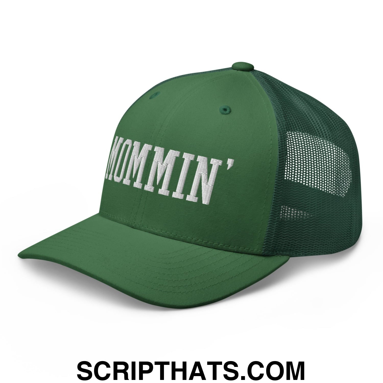 Mommin' Embroidered Mesh Trucker Hat Evergreen
