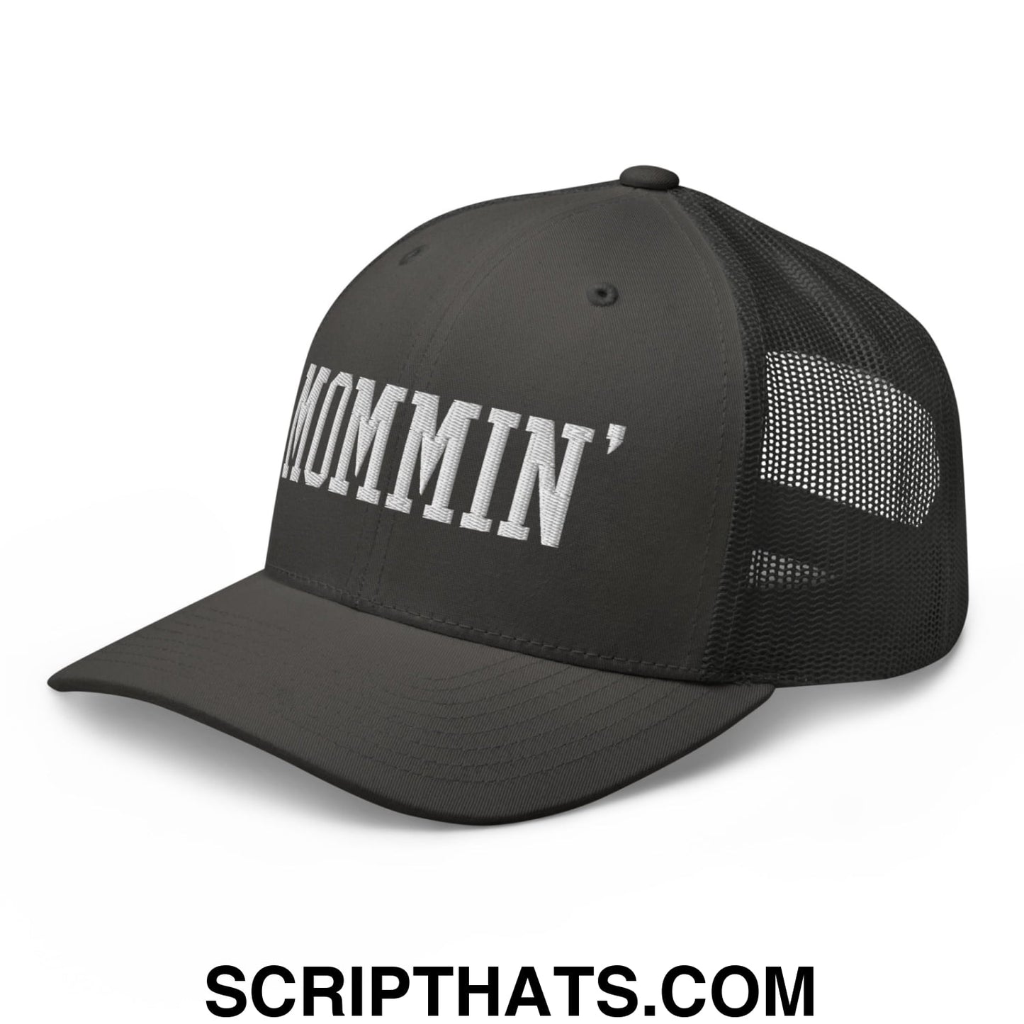 Mommin' Embroidered Mesh Trucker Hat Charcoal