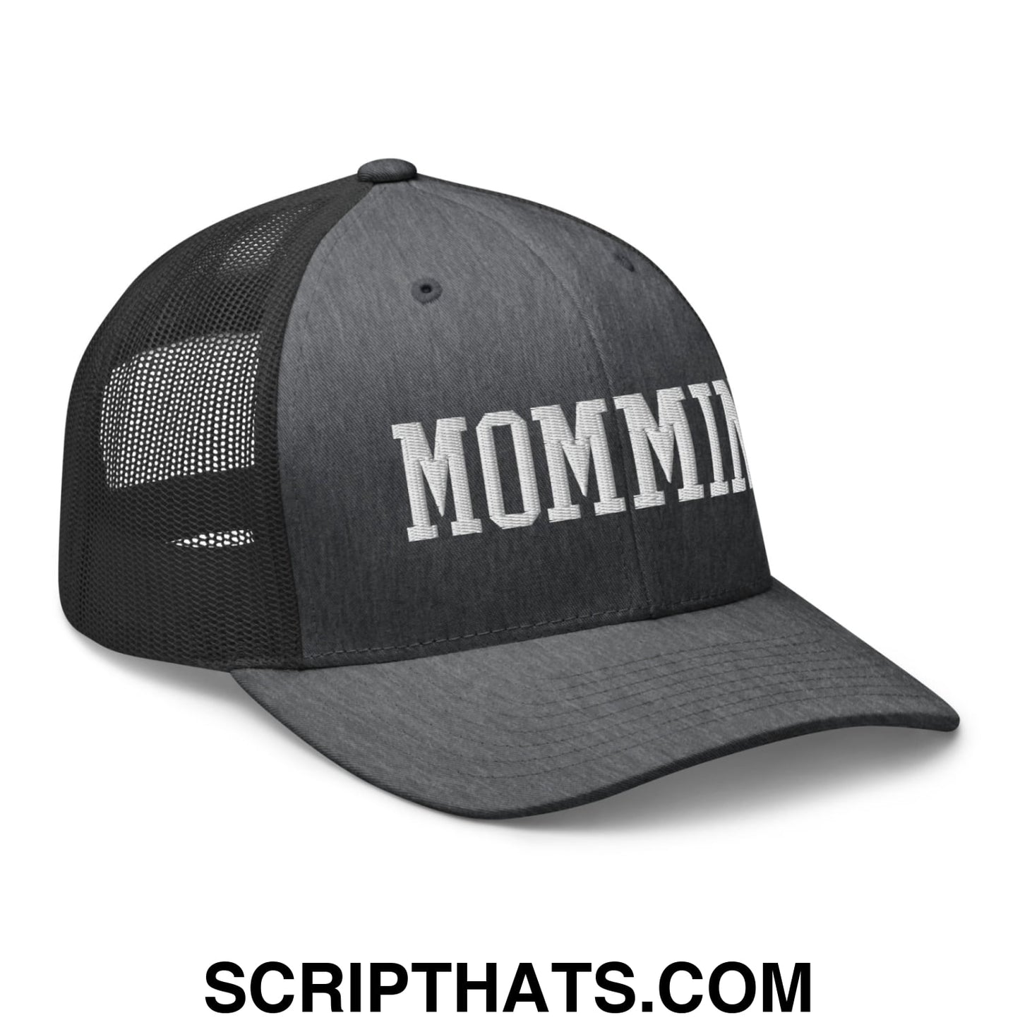 Mommin' Embroidered Mesh Trucker Hat Dark Heather Gray