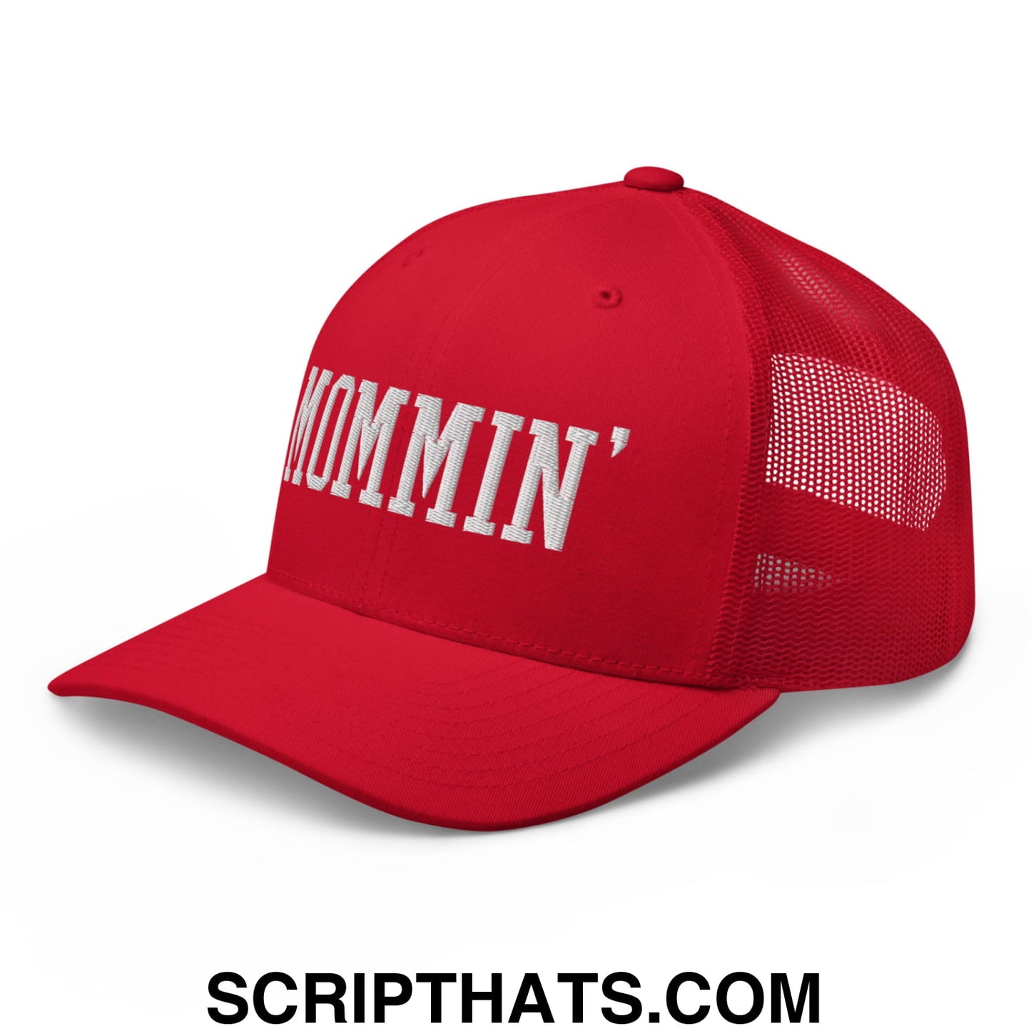 Mommin' Embroidered Mesh Trucker Hat Red