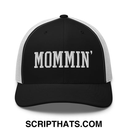 Mommin' Embroidered Mesh Trucker Hat Black White