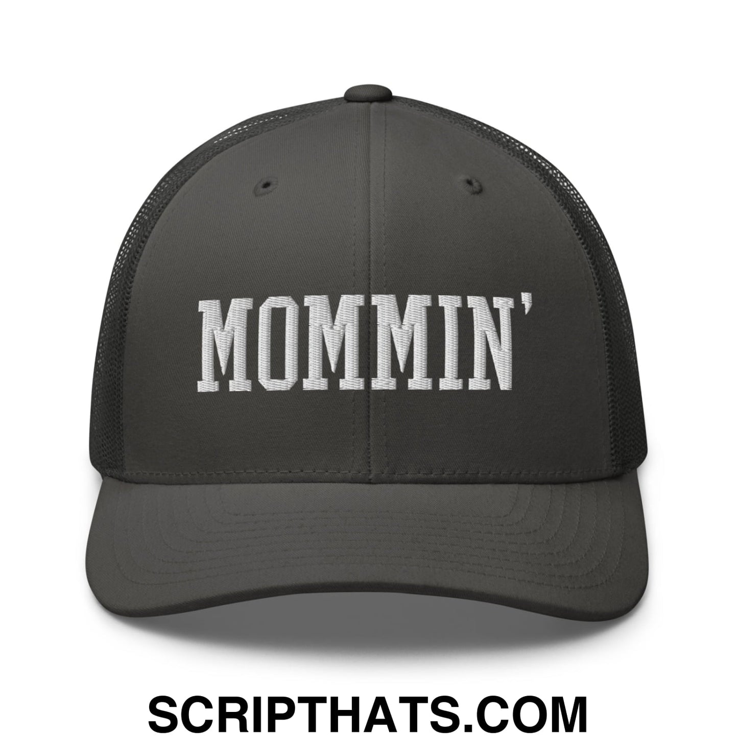Mommin' Embroidered Mesh Trucker Hat Charcoal