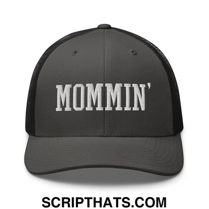 Mommin' Embroidered Mesh Trucker Hat Charcoal Black